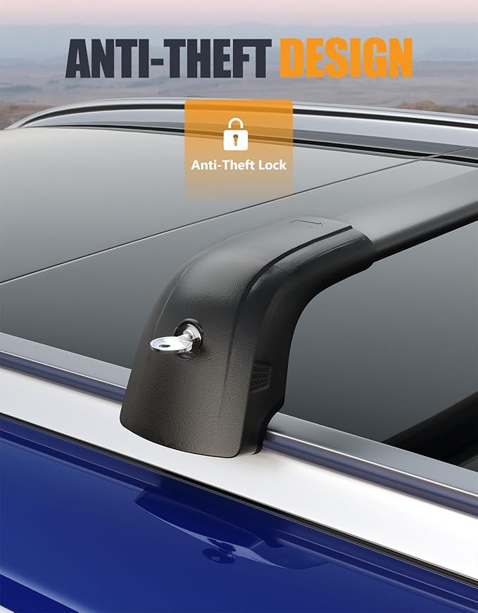 KINGGERI 220lbs Lockable Roof Rack Cross Bars Compatible with Kia NIRO 2017 2018 2019 2020 2021 2022 with Flush Side Rails, Heavy Duty Aluminum Roof Rails Crossbars Rooftop Cargo Carrier Luggage Black