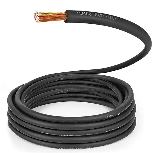 TEMCo 2 Gauge AWG 200 Ft Black Flexible Pure Copper Made in USA Welding Cable Battery Wire - Heavy Duty Solar, Inverter, Car, RV, Truck