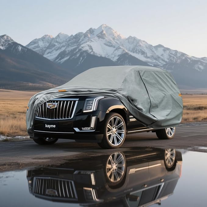 Kayme Heavy Duty SUV Car Cover Custom Fit Cadillac Escalade ESV IQL IQ EXT LWB Waterproof All Weather for Automobiles, Full Exterior Covers Sun Rain UV Protection.（Deliver About 3-10 Days）