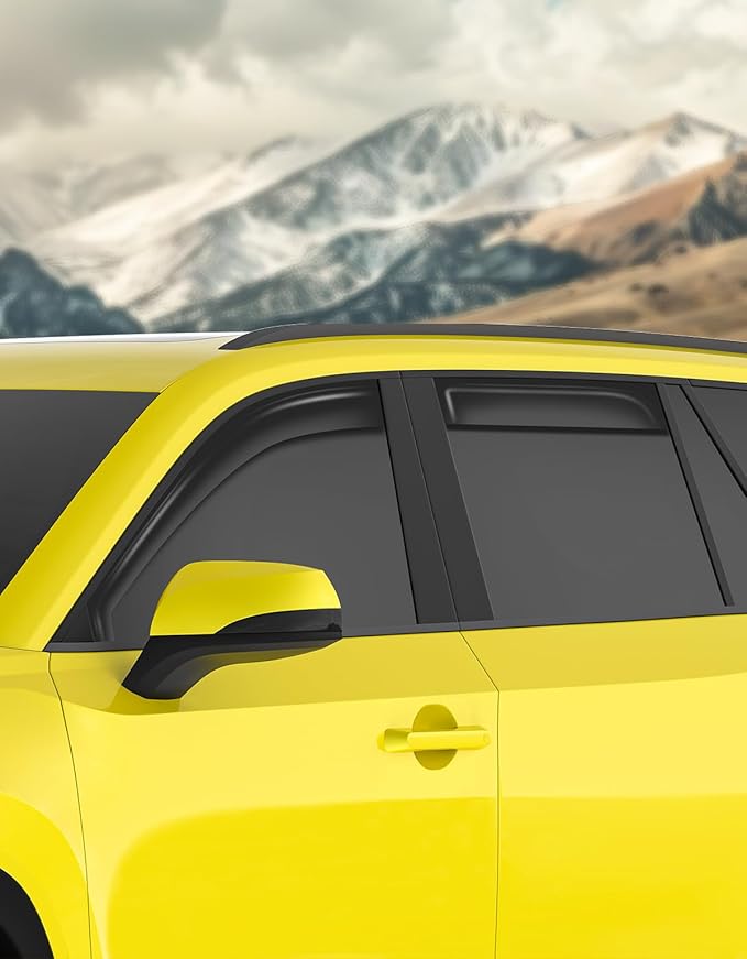 in-Channel Window Rain Guards Fit for Toyota Grand Highlander 2024 2025 2026 Extra Durable Rain Guards Side Window Deflectors Vent Visors Vent Shades Car Accessories Visors -4 pcs