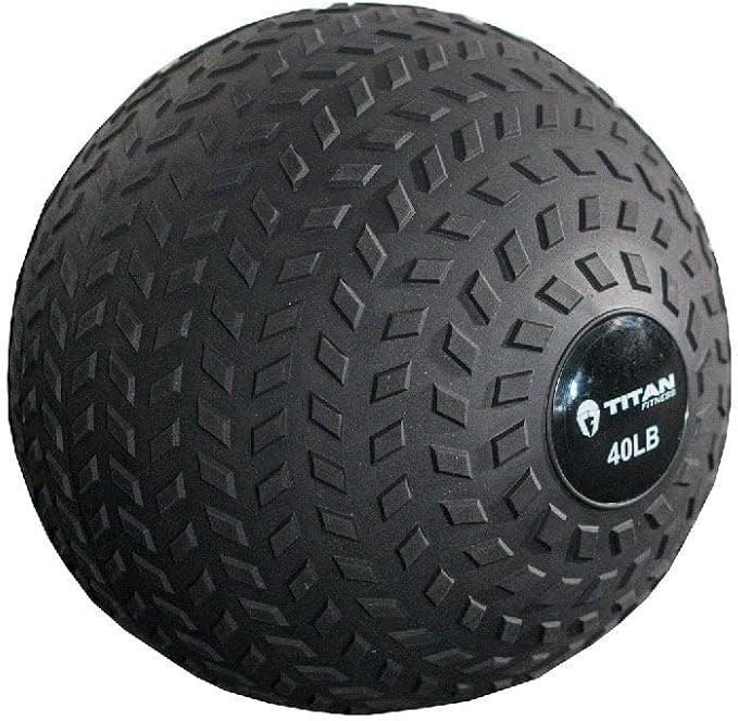 Titan Fitness Rubber Tread Slam Ball, Dead Bounce, Weight Workout - Throw, Catch, Slam, Twist