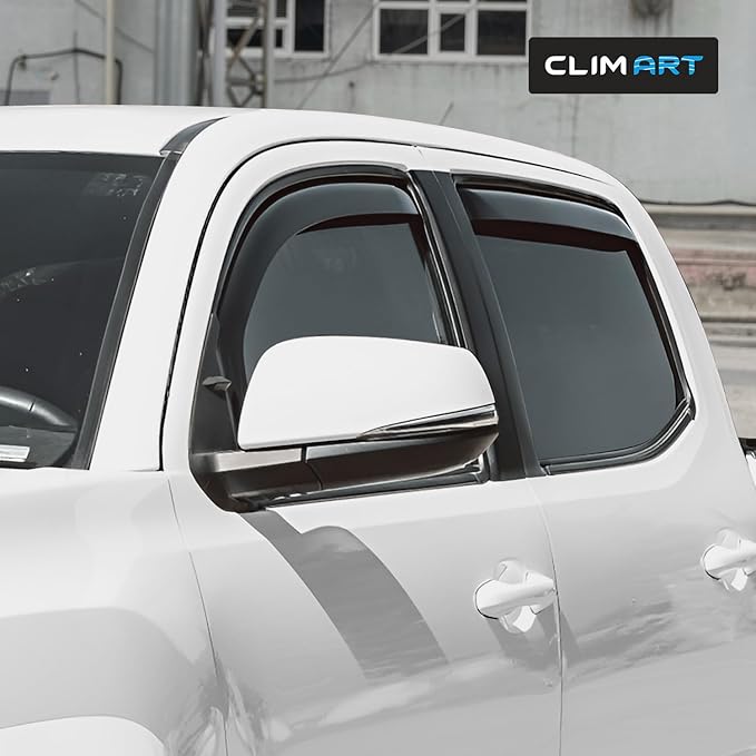 CLIM ART in-Channel Incredibly Durable Rain Guards for Toyota Tacoma 2016-2023 Double Cab, Truck Accessories, Vent Window Visors, Vent Deflector, Original Window Deflectors, 4 pcs - 616173