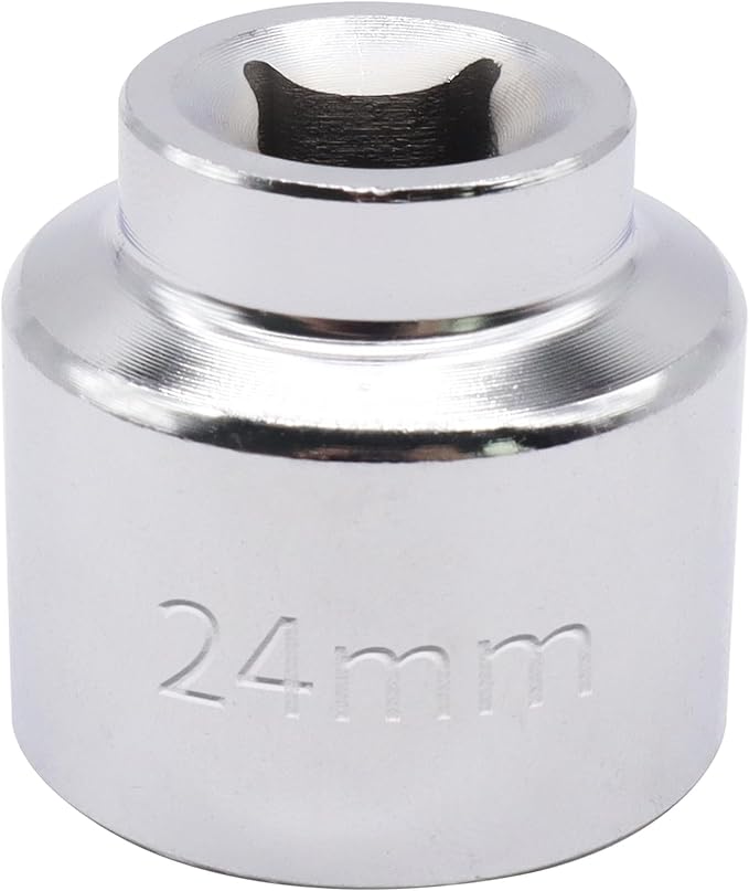 Oil Filter Socket Set, 24mm Socket 6 Point Steel Oil Filter Removal Tool,3/8" Drive Oil Filter Tool Car Accessories Compatible with BMW, Cadillac, Chrysler, Dodge, Jeep, Ford, Chevrolet, Chevy