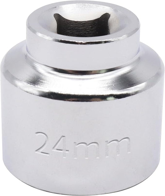 Oil Filter Socket Set, 24mm Socket 6 Point Steel Oil Filter Removal Tool,3/8" Drive Oil Filter Tool Car Accessories Compatible with BMW, Cadillac, Chrysler, Dodge, Jeep, Ford, Chevrolet, Chevy