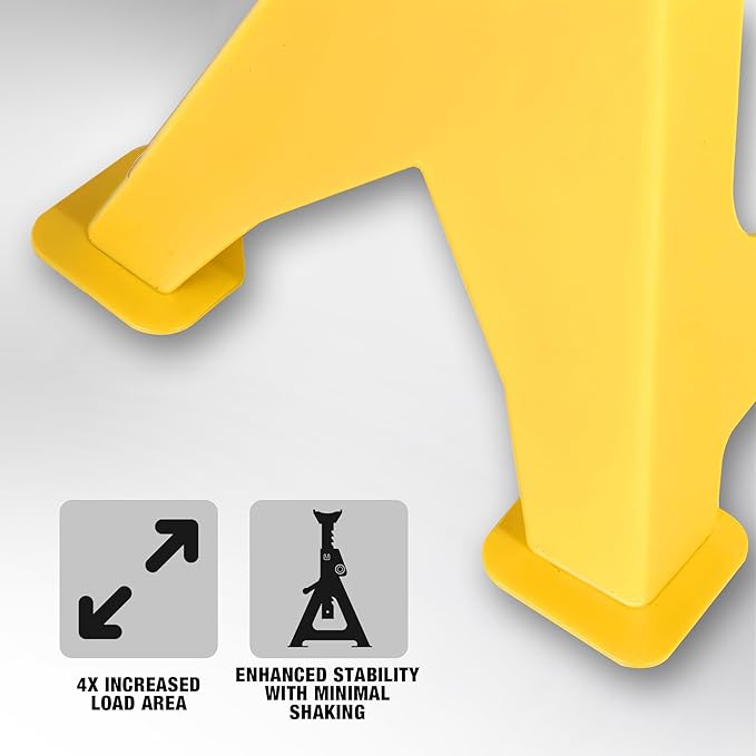 YELLOW JACKET Car Jack Stands 3 Ton with Double Locking and Large Foot Base for Lifting SUVS, Heavy Duty Steel, 6600 lb Capacity, 1 Pair, Yellow