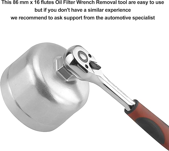 86mm 16 flutes Oil Filter Wrench, Oil Filter Cap Remover Removal Tool Socket Compatible with Volvo, BMW 128I, 135I, 135IS, 228I, 320I, 325I, 325XI, 328I, 330I, 335I, 335IS, 335XI, 428I