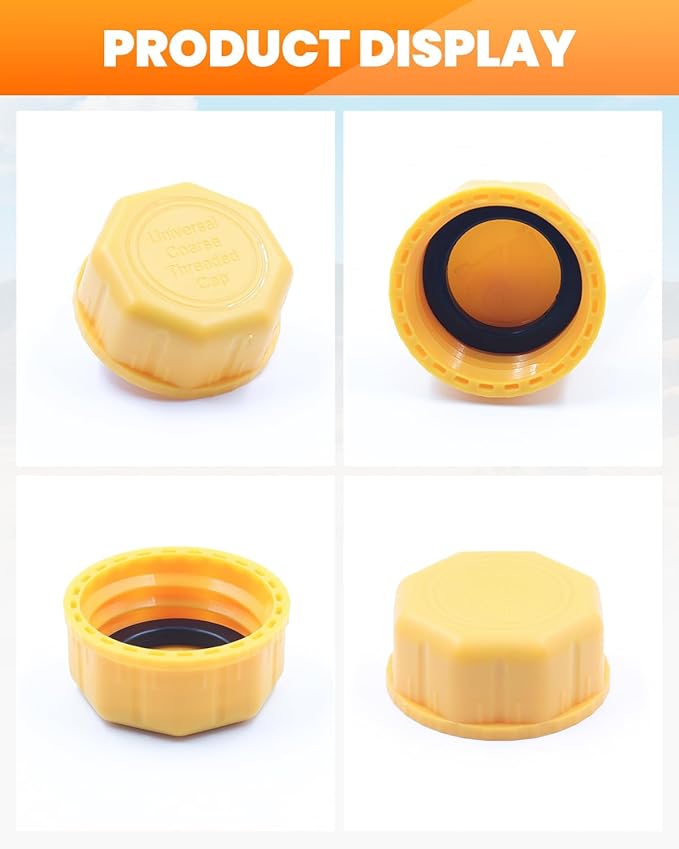 10 PCS Gas Can Cap, Replacement Lid for Gasoline Storage Containers, Fuel Tanks, Water Jugs - Durable, Coarse Thread Design, Ideal for Portable Gas Cans and Metal Gas Tanks Yellow