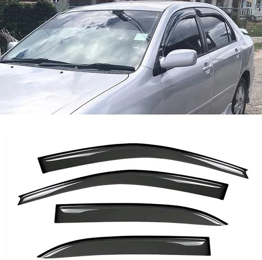 Sun Rain Guards Window Wind Deflector fit for 2003-2008 Toyota Corolla,4pcs Out-Channel Tape On Dark Smoke Window Shade Visors 94620