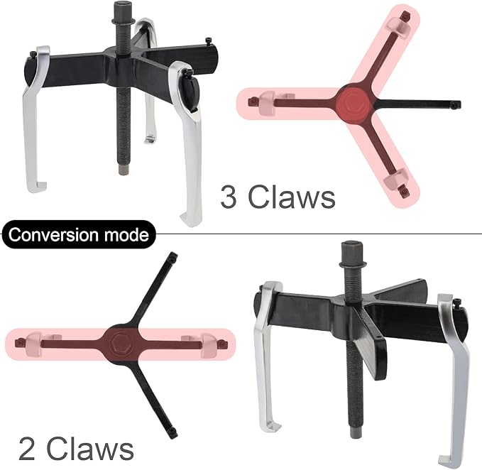 ChgImposs 10" 2 Jaw 3 Jaw Gear Puller, Adjustable Bearing Puller, Reversible Removal Tool for Internal External Pulling, Puller Tool for Removal of Pulleys Flywheels Bearings Gears