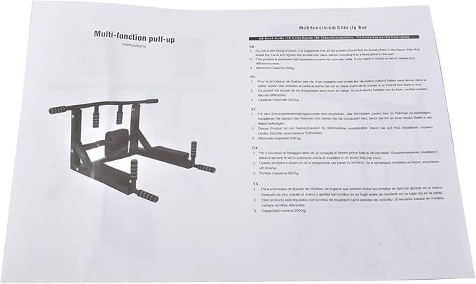 Wall Mounted Pull Up Bar Chin Up bar Multifunctional Adjustable Dip Station for Indoor Home Gym Workout, Power Tower Set Training Equipment Fitness Dip Stand Supports to 440 Lbs (Black)
