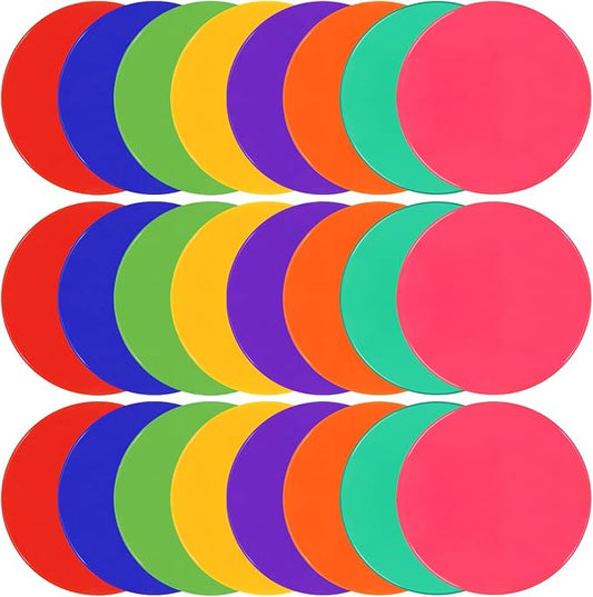 Poly Vinyl Spot Markers 9 Inch Rubber Floor Dots Non Slip Agility Markers Flat Field Cones for PE Gym Classes, Classroom Activities and Games, Soccer Basketball Sports Speed Agility Training