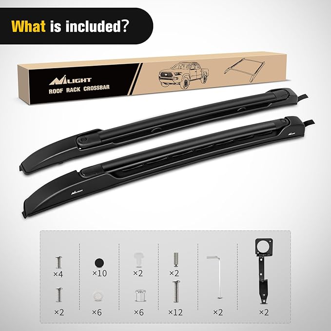 Nilight Roof Rack Cross Bars Fit for Toyota Tacoma Double Cab 2005 06 07 08 09 10 11 12 13 14 15 16 17 18 19 20 21 2022 2023 Aluminum Car Crossbars for Cargo Carrier Luggage Bike Kayak Tent Snowboard