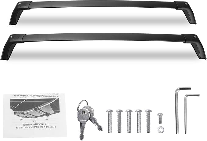 260Lbs Roof Rack Crossbars for 2020-2026 Highlander XLE Limited Platinum Hybrid with Anti-Theft Lock, Heavy Duty Aluminum Anti-Corrosion Cross Bar Fit Luggage Luggage Kayaks Bicycles Snowboard