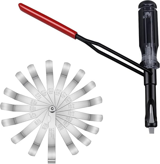 10mm Valve Adjustment Tool Jam Nut, with Angled Feeler Gauge, Slotted Valve Grinding Lapping Tool, Jam Nuts with Window Cut Out for Positioning, for Honda Toyota and Other Japanese Auto Vehicle Engine