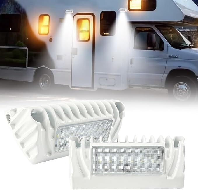 SKTYANTS 5 Inch RV LED Exterior Lights 12 Volt Exterior RV Lights, Led RV Porch Light 800 Lumen Lighting Fixture Kit Replacement for RVs Trailers Campers(2 PCS White Housing)