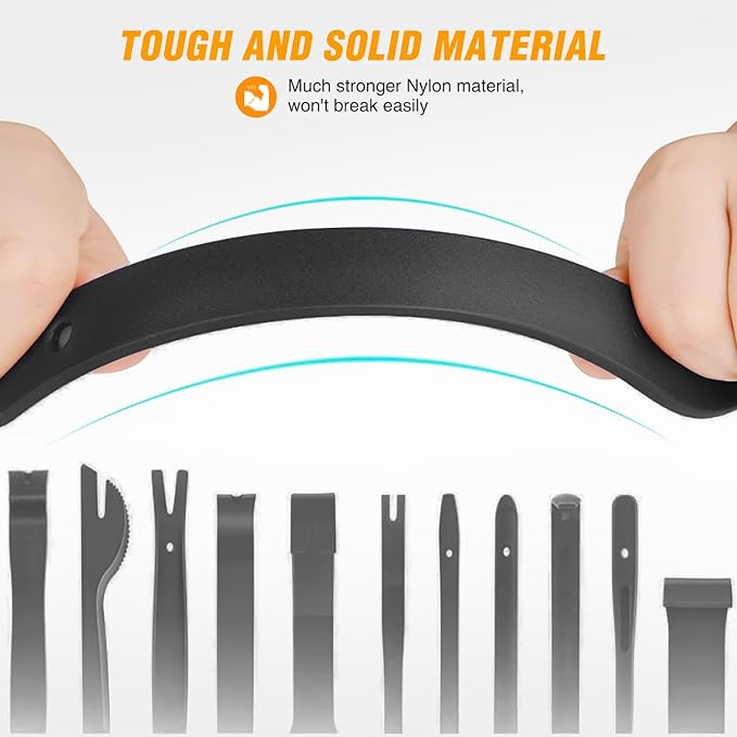 GOOACC 13PCS Nylon Trim Removal Tool Set for Bumper Fastener Rivet Clips Car Door Clip Panel Audio Video Dashboard Dismantle Black