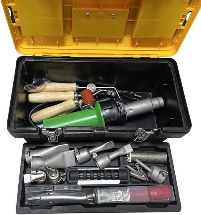 1600W Hot Air Plastic Welder Welding Gun Plastic Repair Welder Kit, 4 Flat Welding Nozzles, Various Welding Flooring Accessories Floor Tool Set