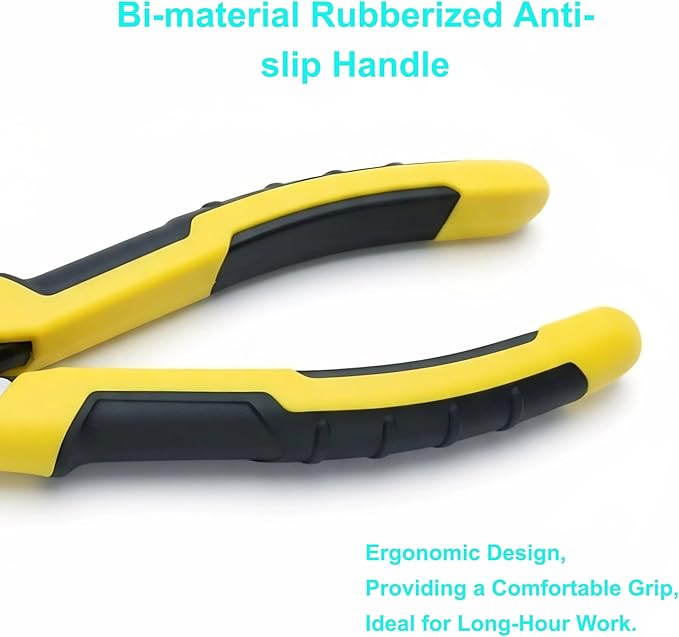 8-Inch Heavy Duty Diagonal Cutting Pliers, 50CrV Steel with 65HRC Hardened Cutting Edges, Bi-Material Anti-Slip Grip - Ideal for Electrical Wire, Cable & Metal Cutting