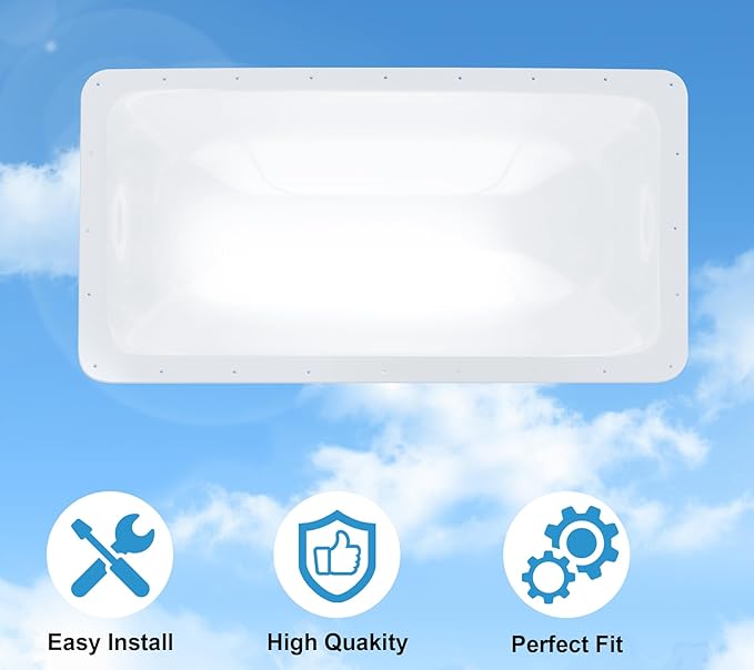 XMK 34" x 18" RV Skylight Replacement Cover,RV Skylight Shower Outer Dome Fits 14" x 30" Openings Replacement for Campers Trailer Fifth Wheel Food Truck Motorhome Roof, Impact Resistant (Clear)