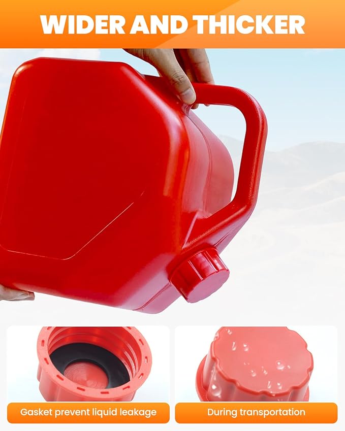 4 PCS Gallon Gas Can Caps, 5 Gallon Coarse Thread Gas Lid for Gasoline, Plastic and Metal Gas Tank Lid, Portable Diesel Fuel Can Cover, Universal Automotive Gas Spout Cap Replacement（Red）