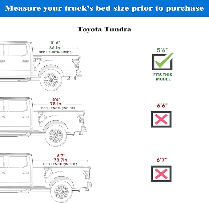 Low Profile Hard Folding Truck Bed Tonneau Cover Fits 2022-2026 Toyota Tundra 5‘6" Bed (66.7")