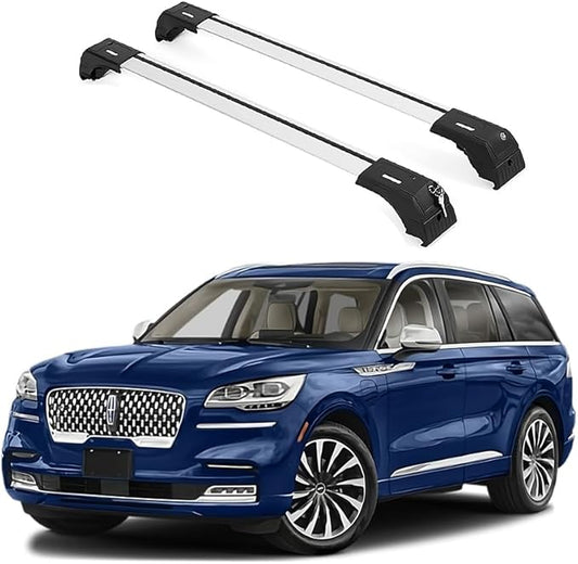 ERKUL Roof Rack Cross Bars for Lincoln Aviator 2020-2026 | Anti-Theft Lock Aluminum Crossbars for Rooftop, Cargo Carrier, Luggage, Kayak, Canoe, Bike | Silver
