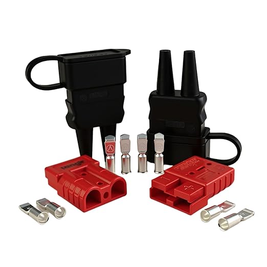 4 Pack 50AMP Battery Quick Connect Disconnect Kit - 6 Gauge Wire Harness Plug Set for Winch, RV, Truck, Car, ATV, Motor - Heavy Duty Power Connector with Cables (Red, Waterproof)