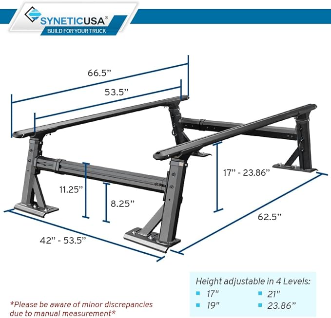 Syneticusa MR Hard Tonneau Cover+R1 Rack Fits 2016-2026 Toyota Tacoma 5ft Truck Bed Waterproof Accessories Retractable
