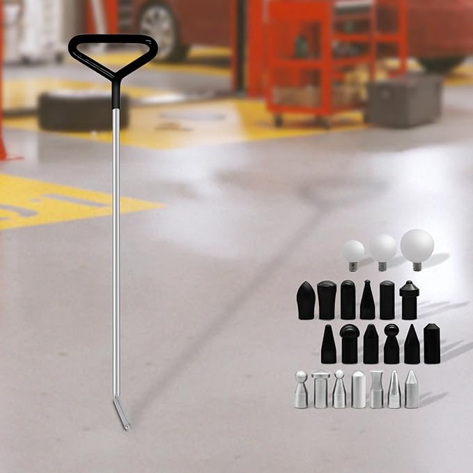 Paintless Dent Removal Rods Kit,1 PCS Paintless Dent Repair Rods and 22 PCS Tips,Auto Body Dent Removal Tools,Car Dent Repair Rods Kit for Auto Dent Removal, Minor Dents, Door Dings