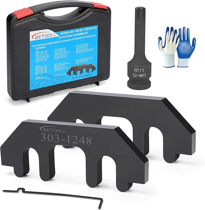BETOOLL Camshaft Holding Tool - Timing Tool Kit - Timing Alignment Holder Tool Compatible with 303-1248 303-1530 Ford 3.5L & 3.7L 4V, with Cylinder Head Screw Removal Socket