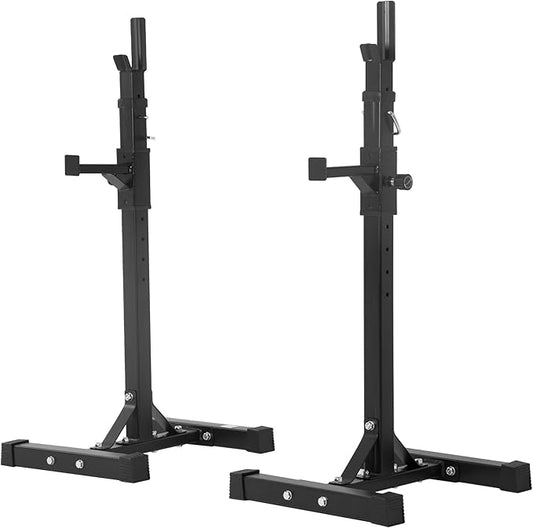 PayLessHere 550LBS Adjustable Squat Rack 40"-66", Sturdy Steel Squat Barbell Stand with Bench Press Holder for Home Gym, Portable Weight Rack