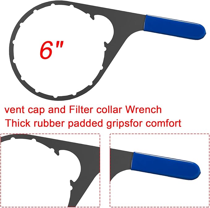 mooncar 6" Oil Fuel Filter Wrench for Davco 380134 vent cap/Filter collar remove tool Suitable for Fuel Pro 382,380, for Fleetguard/Cummins Detroit Diesel
