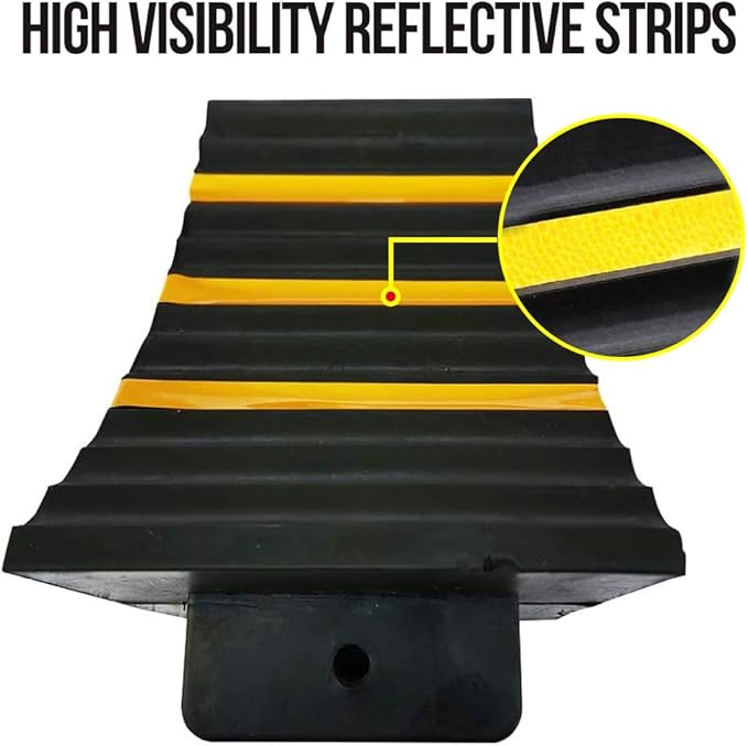 Heavy Duty Rubber Wheel Tire Chock 10" L x 6" W x 7.3" H, Front and Back for Camper, Trailer, RV, Truck, Car, Vehicle and RV (4-Pack)