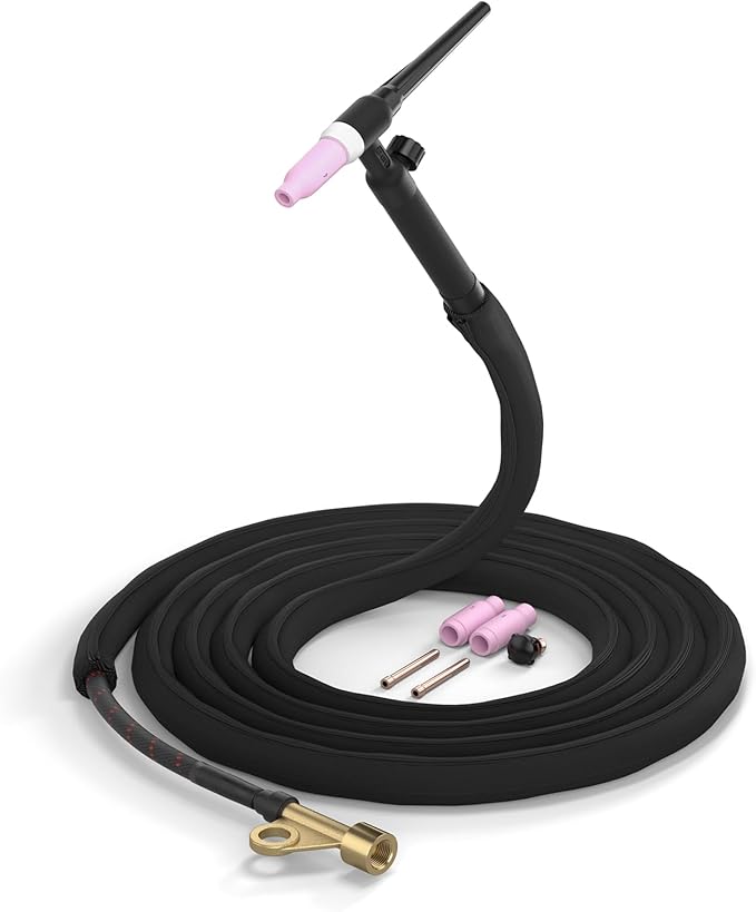 YESWELDER Tig Welding Torch WP-17FV(Gas-Valve Head) Flexible Head Air-Cooled TIG Complete Torch with 12ft Cable