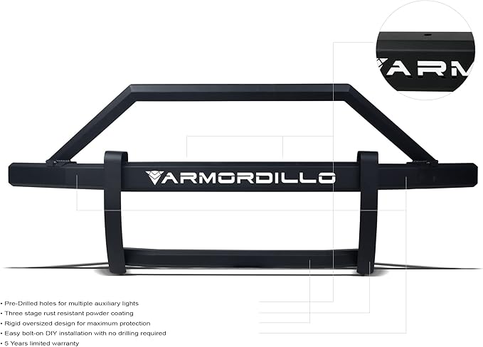Armordillo 8702185 AR2 Pre-Runner Style Modular Bumper Grille Guard - Matte Black Fits 2019-2024 Dodge Ram 1500