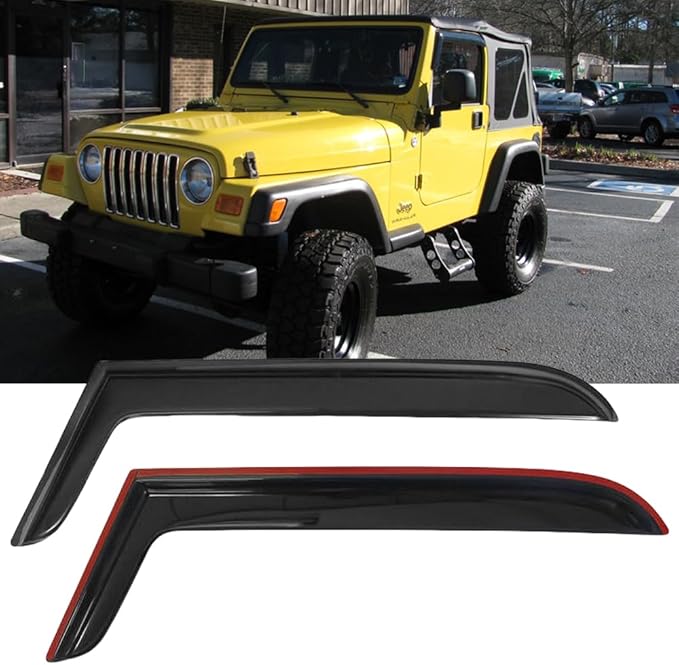 Original 2pcs Rain Guards Set, Outside Mount Window Deflectors, Good Looking Side Window Visors Compatible with 1997-2006 Jeep TJ 1997-2006 Jeep Wrangler |92054|