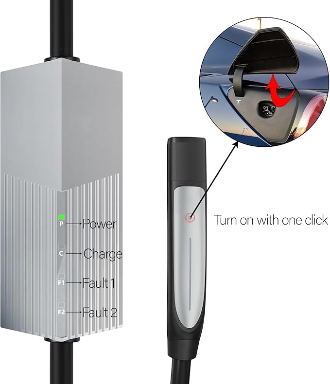 Level 2 Tesla Charger - 240V,32Amp, Max 7.6KW Power NACS Electric Vehicle Charging Station with NEMA 14-50 Plug, 21ft Extension Cord,Tesla Portable Charger Compatible with Model 3/Y/S/X