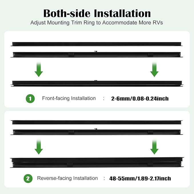 42" W x 12" H RV Window Horizontal Sliding, DOT Certified - Shatterproof Tempered Tinted Glass, with Net Screen and Trim Ring, Teardrop Replacement Trailer Camper Window