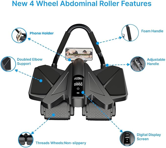 2025 First Ever Calorie Counting Ab Roller High-Performance Abdominal Exercise Machine with Automatic Rebound