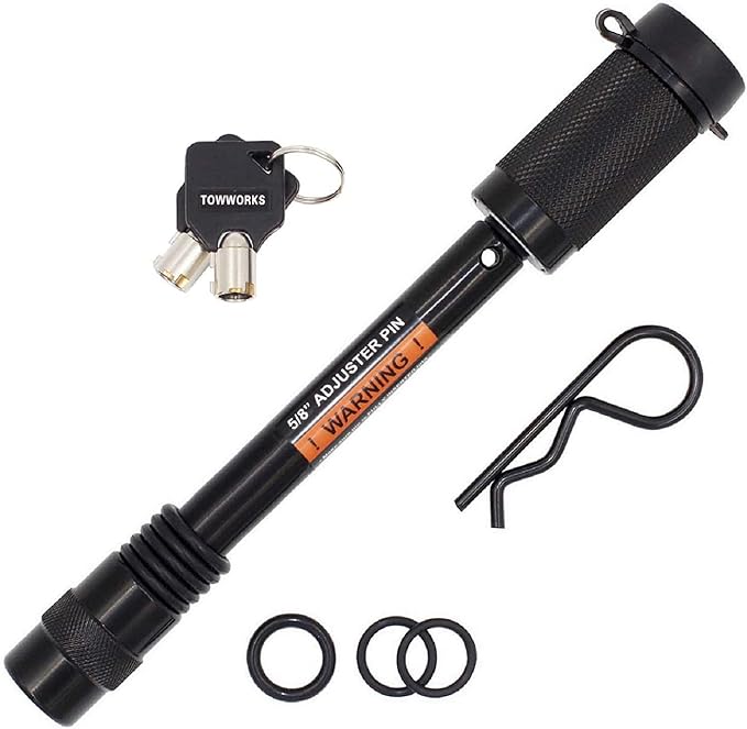 79830 Keyed Alike 5/8" Trailer Hitch Lock with Extra Long 4-1/2" Span, Double Safety Tow Hitch Locking Pin for 3" Receivers and Adjustable Channel Mounts