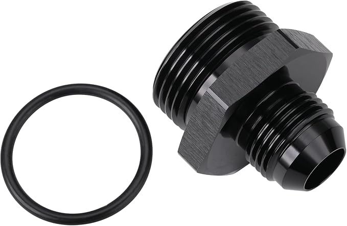 10AN Male Flare to 16AN ORB O-ring Boss Fuel Pump Rail Adapter Fitting Aluminum Black