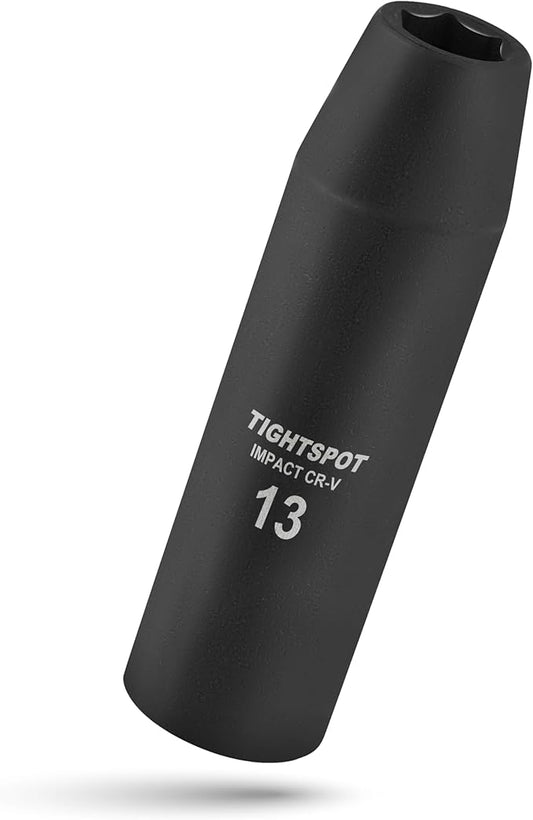 TIGHTSPOT 1/2 Inch Drive - 13 mm Deep Impact Socket with Anti-Rounding 6 Point Design, Heat-Treated CRV Steel, Metric