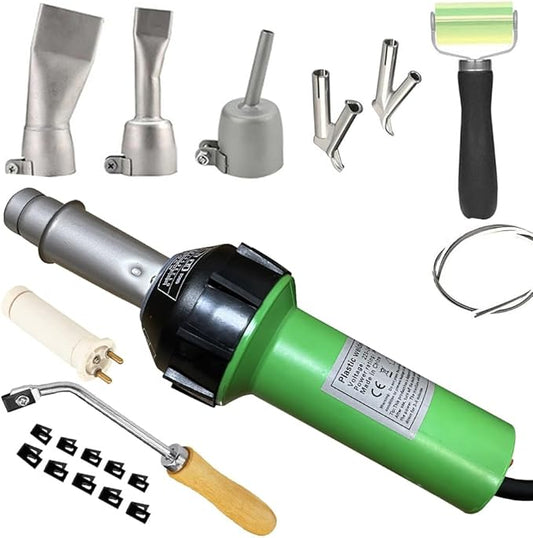 Beyondlife 1600W Plastic Welding Kit Hot Air Welder Heating Gun PVC Vinyl Rod Welding Hot Gas Pistol Tool, with Various Welding Nozzles, Handheld Floor Groover