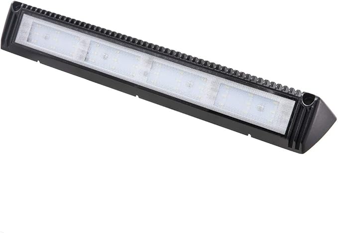 Raycharm 18" RV Exterior LED Awning Lighting Fixture, 40° Down Angle Flood Beam, 6000K Cool-White, 12V/24V DC, High Lumen Output Low Current Draw, Aluminum Housing Black Finish, 1-Pack