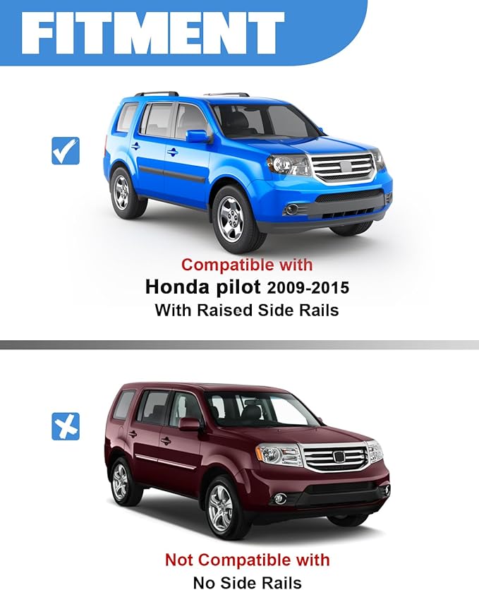 FengYu 300lb Lockable Roof Rack Cross Bars Compatible with Honda Pilot 2009-2015 (with Raised Rails), Heavy Duty Aluminum Roof Rails Crossbars Cargo Bars Canoe Rooftop Black Carrier Luggage