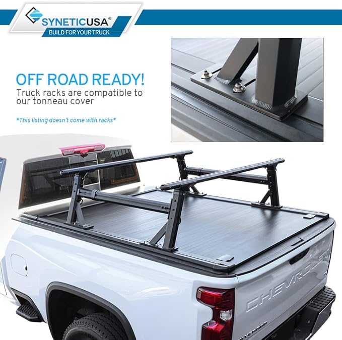 Syneticusa MR Retractable Hard Tonneau Cover Fits 2007-2021 Tundra 8' 2" (97.6") Truck Bed Waterproof Accessories