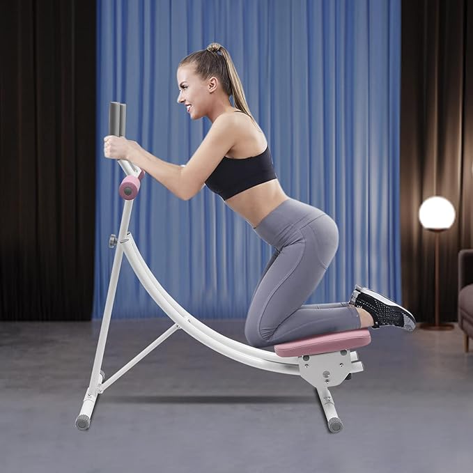 Abdominal Crunch Coaster, Height Adjustable Ab Trainer Abdominal Whole with LCD Monitor & Six Silent Rollers, Body Workout Machine for Home, Companies, Gyms