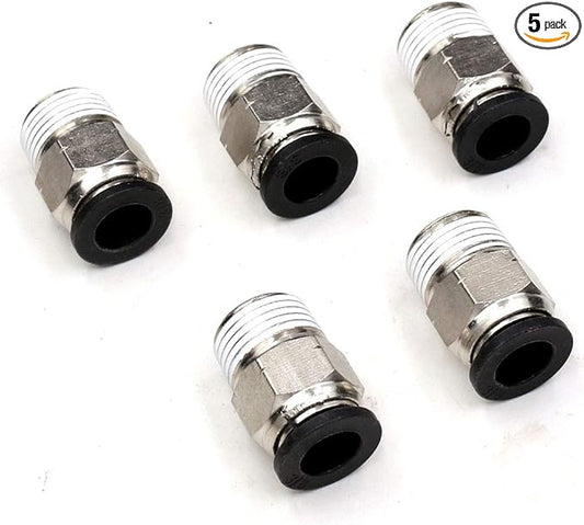 1/2 Push to connect Fitting,CEKER 1/4" Od tube to 1/2" NPT Male Thread Push Fitting Air Fittings Pneumatic Tube Fittings Quick Connect Air Hose Fittings 5Packs