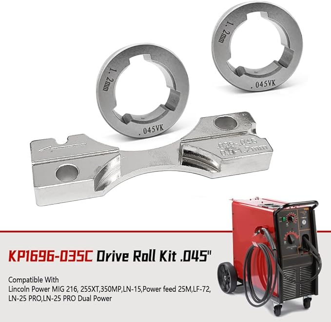 KP1696-035C Drive Roll Kit .045" V-Groove Fit for Lincoln 216 255XT 350MP MIG Welder for 25M LF-72 LN-15 LN-25 PRO Dual Power Wire Feeder for Flux Core