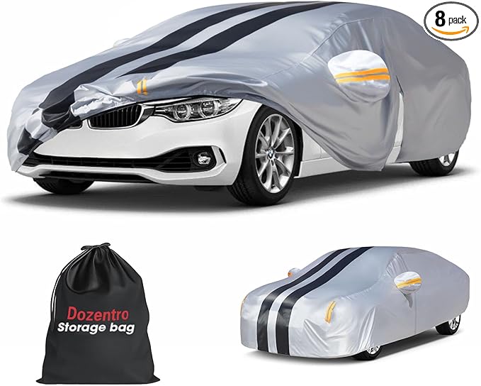10 Layers Car Cover Custom Fit for 3 Series M3/320i/325i/328i/330i/340i 2005-2026 100% Waterproof All Weather Automobiles, Heavy Duty Car Covers for Rain Sun UV Protection with Door Zipper.